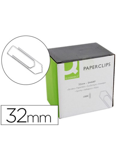 Clips niquelados q-connect 32 mm caja de 1000 unidades
