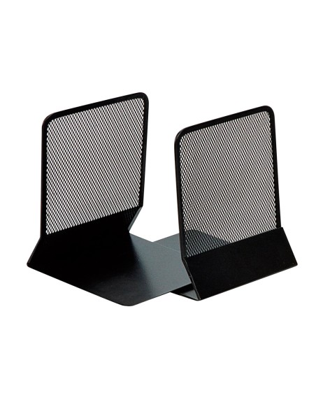Apoyalibros metalico q-connect kf15098 rejilla negro juego 165x152x135 mm