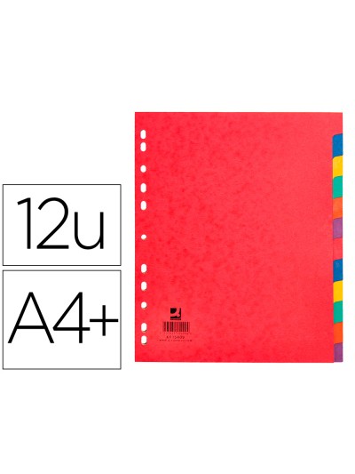 Separador q-connect cartulina brillo juego de 12 separadores din a4+