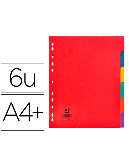 Separador q-connect cartulina brillo juego de 6 separadores din a4+ multitaladro
