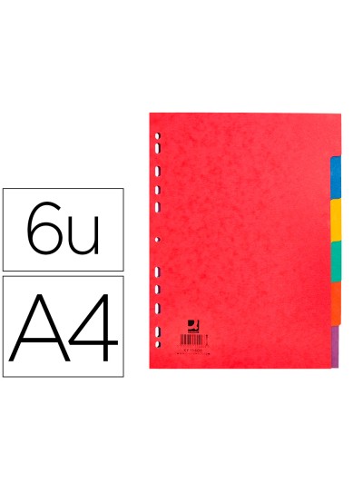 Separador q-connect cartulina brillo juego de 6 separadores din a4 multitaladro