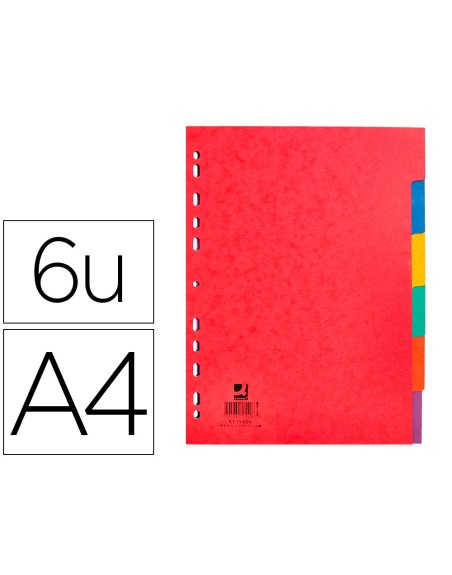 Separador q-connect cartulina brillo juego de 6 separadores din a4 multitaladro