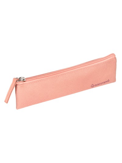 Estuche portatodo liderpapel plano estrecho una cremallera 200x60 mm rosa melocoton
