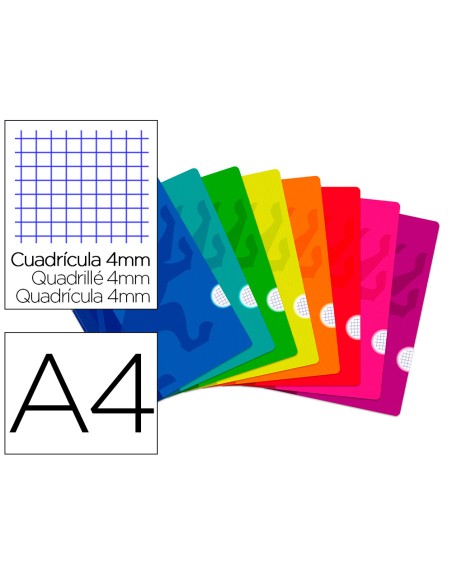 Libreta escolar oxford tapa flexible optik paper openflex 48 hojas 90 gr din a4 cuadro 4 mm colores surtidos