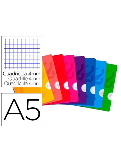 Libreta escolar oxford tapa flexible optik paper openflex 48 hojas 90 gr din a5 cuadro 4 mm colores surtidos