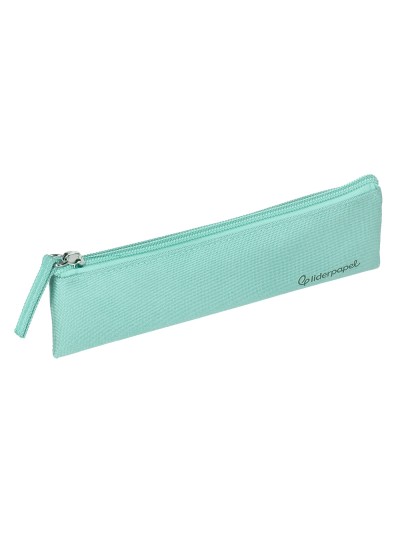 Estuche portatodo liderpapel plano estrecho una cremallera 200x60 mm verde manzana