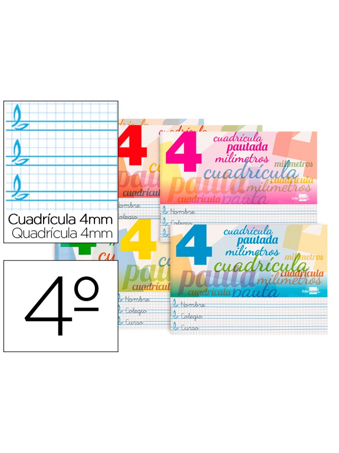 Libreta liderpapel pautaguia tapa cartoncillo 32 hojas din a5 70 g cuadriculado pautado 4 mm apaisado con margen Libreta liderpapel pautaguia tapa cartoncillo 32 hojas din a5 70 g cuadriculado pautado 4 mm apaisado con margen