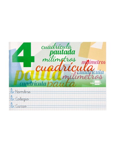 Libreta liderpapel pautaguia tapa cartoncillo 32 hojas din a5 70 g cuadriculado pautado 4 mm apaisado con margen
