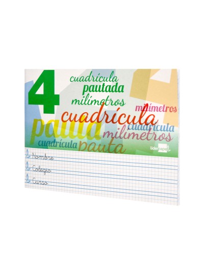 Libreta liderpapel pautaguia tapa cartoncillo 32 hojas din a5 70 g cuadriculado pautado 4 mm apaisado con margen