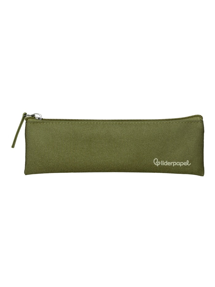Estuche portatodo liderpapel plano estrecho una cremallera 200x60 mm verde militar Estuche portatodo liderpapel plano estrecho una cremallera 200x60 mm verde militar