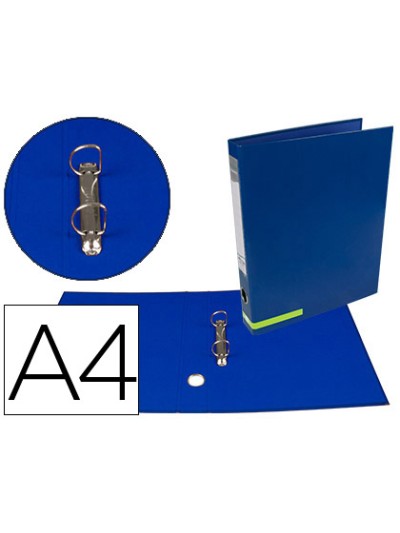 Carpeta de 2 anillas 25 mm mixtas liderpapel a4 forrado color system con ollao y tarjetero azul