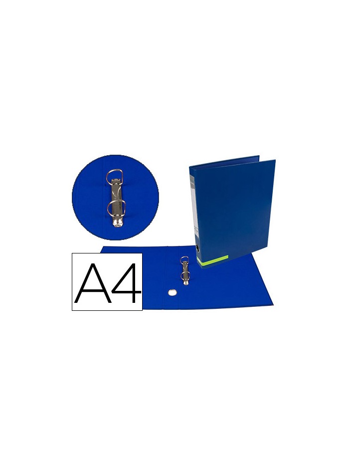 Carpeta de 2 anillas 25 mm mixtas liderpapel a4 forrado color system con ollao y tarjetero azul Carpeta de 2 anillas 25 mm mixtas liderpapel a4 forrado color system con ollao y tarjetero azul
