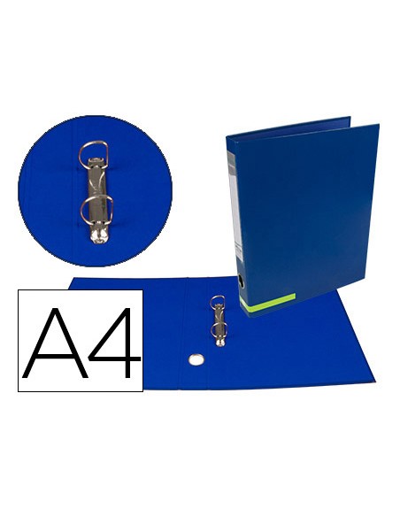 Carpeta de 2 anillas 25 mm mixtas liderpapel a4 forrado color system con ollao y tarjetero azul