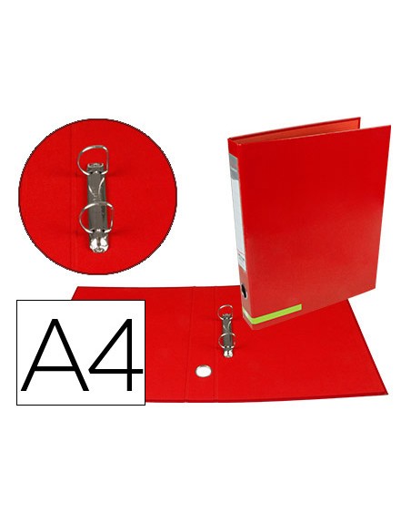 Carpeta de 2 anillas 25 mm mixtas liderpapel a4 forrado color system con ollao y tarjetero rojo