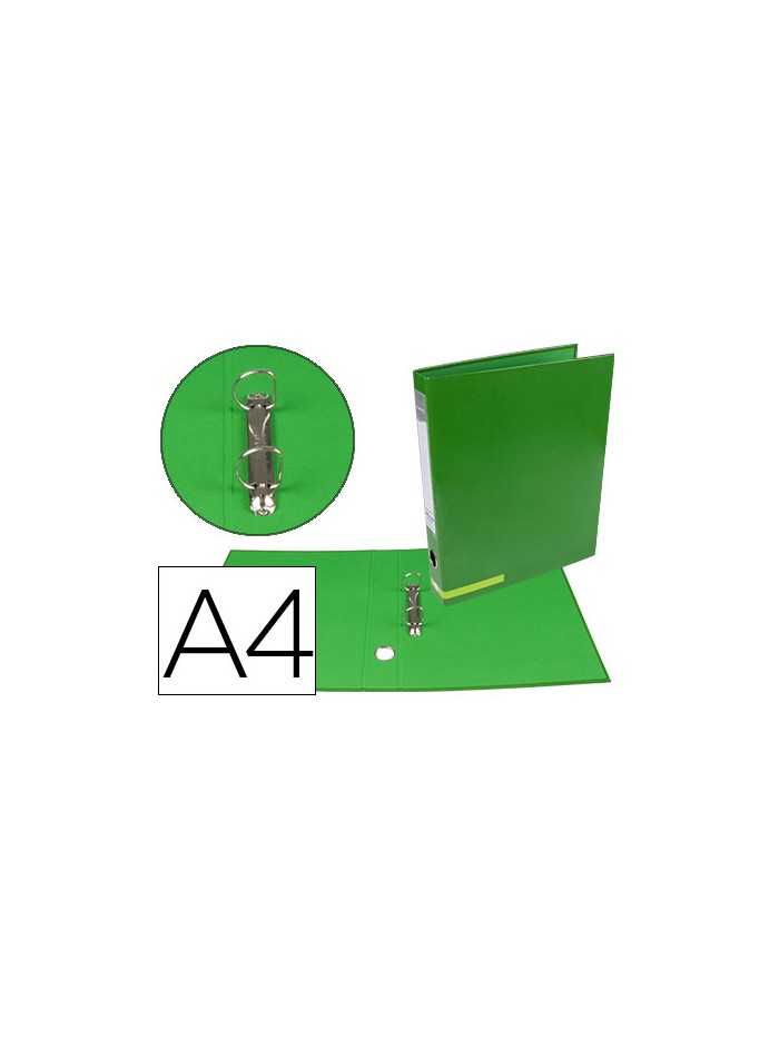 Carpeta de 2 anillas 25 mm mixtas liderpapel a4 forrado color system con ollao y tarjetero verde Carpeta de 2 anillas 25 mm mixtas liderpapel a4 forrado color system con ollao y tarjetero verde