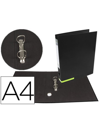 Carpeta de 2 anillas 25 mm mixtas liderpapel a4 forrado color system con ollao y tarjetero negro