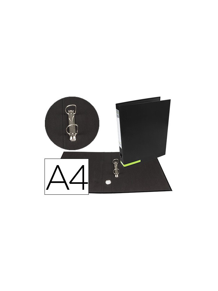 Carpeta de 2 anillas 25 mm mixtas liderpapel a4 forrado color system con ollao y tarjetero negro Carpeta de 2 anillas 25 mm mixtas liderpapel a4 forrado color system con ollao y tarjetero negro
