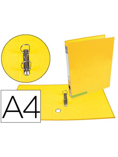 Carpeta de 2 anillas 25 mm mixtas liderpapel a4 forrado color system con ollao y tarjetero amarillo