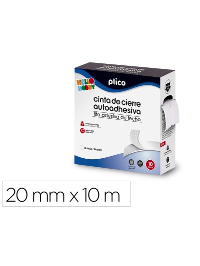 Cinta de cierre adhesiva plico velcro blanco 20mm x 10m