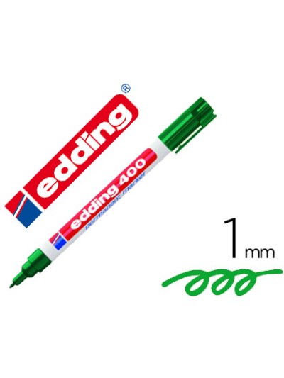 Rotulador edding marcador permanente 400 verde punta redonda 1 mm recargable