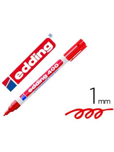 Rotulador edding marcador permanente 400 rojo punta redonda 1 mm recargable