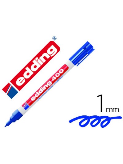 Rotulador edding marcador permanente 400 azul punta redonda 1 mm recargable
