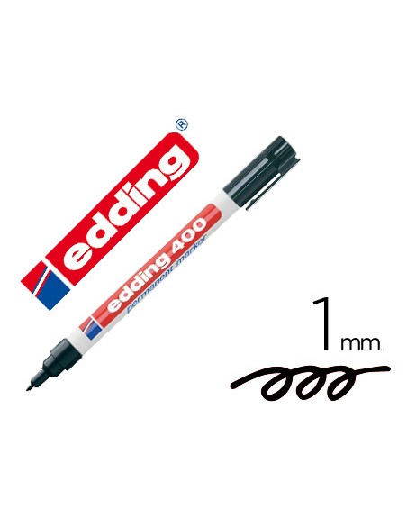 Rotulador edding marcador permanente 400 negro punta redonda 1 mm recargable