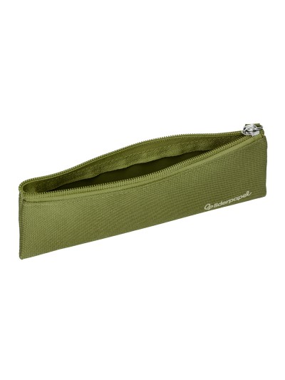 Estuche portatodo liderpapel plano estrecho una cremallera 200x60 mm verde militar