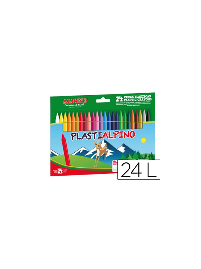Lapices cera alpino plasti caja de 24 unidades colores surtidos