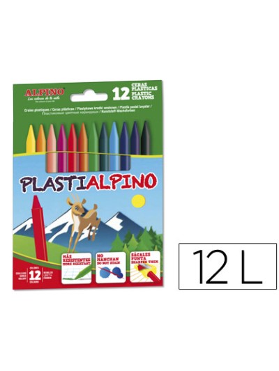 Lapices cera alpino plasti caja de 12 unidades colores surtidos