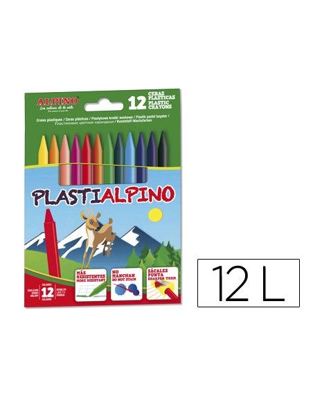Lapices cera alpino plasti caja de 12 unidades colores surtidos