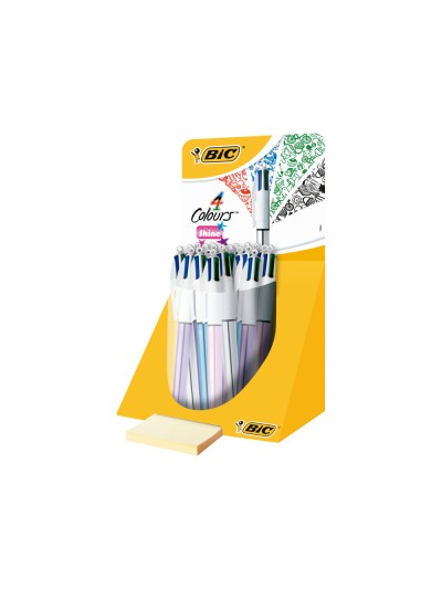 Boligrafo bic cuatro colores shine colores metalizados punta de 1 mm presentacion en expositor
