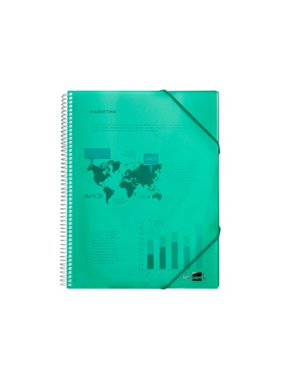 Carpeta liderpapel escaparate con espiral 20 fundas polipropileno din a5 verde