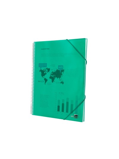 Carpeta liderpapel escaparate con espiral 20 fundas polipropileno din a5 verde