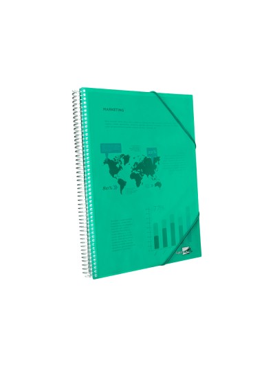 Carpeta liderpapel escaparate con espiral 20 fundas polipropileno din a5 verde
