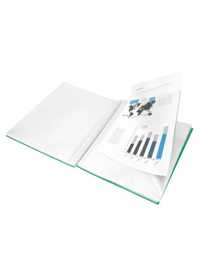Carpeta liderpapel escaparate con espiral 20 fundas polipropileno din a5 verde