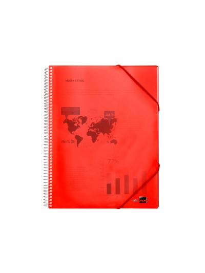Carpeta liderpapel escaparate con espiral 20 fundas polipropileno din a5 roja