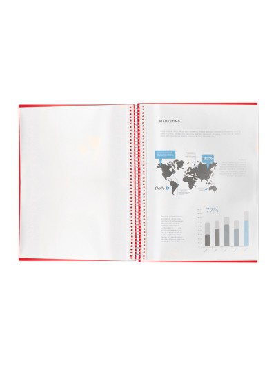 Carpeta liderpapel escaparate con espiral 20 fundas polipropileno din a5 roja