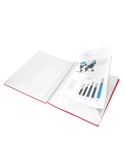 Carpeta liderpapel escaparate con espiral 20 fundas polipropileno din a5 roja