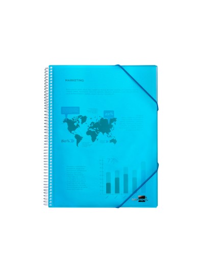 Carpeta liderpapel escaparate con espiral 20 fundas polipropileno din a5 azul