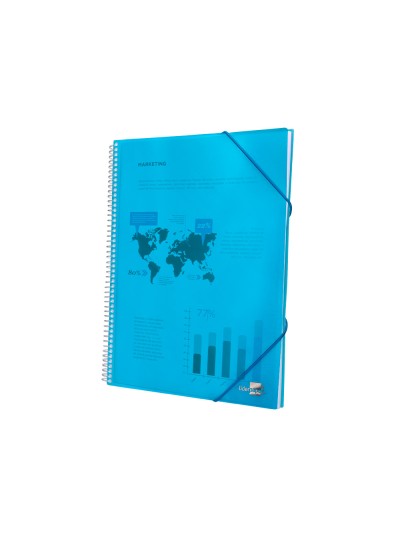 Carpeta liderpapel escaparate con espiral 20 fundas polipropileno din a5 azul