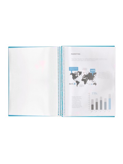 Carpeta liderpapel escaparate con espiral 20 fundas polipropileno din a5 azul