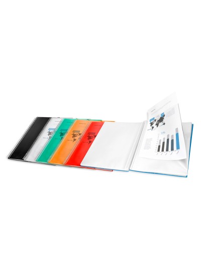 Carpeta liderpapel escaparate con espiral 20 fundas polipropileno din a5 azul