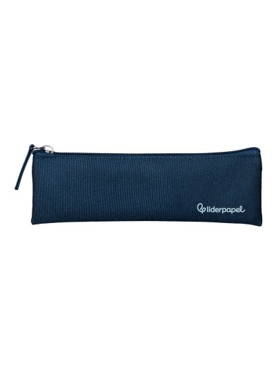 Estuche portatodo liderpapel plano estrecho una cremallera 200x60 mm azul marino