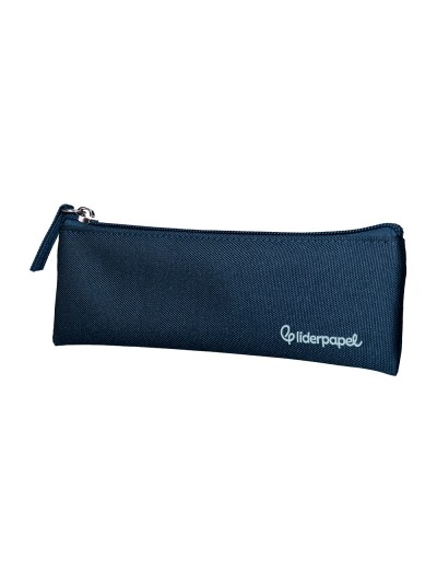 Estuche portatodo liderpapel plano estrecho una cremallera 200x60 mm azul marino