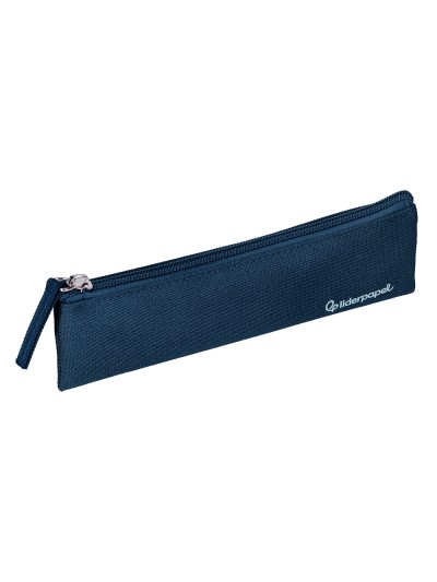 Estuche portatodo liderpapel plano estrecho una cremallera 200x60 mm azul marino