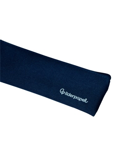 Estuche portatodo liderpapel plano estrecho una cremallera 200x60 mm azul marino