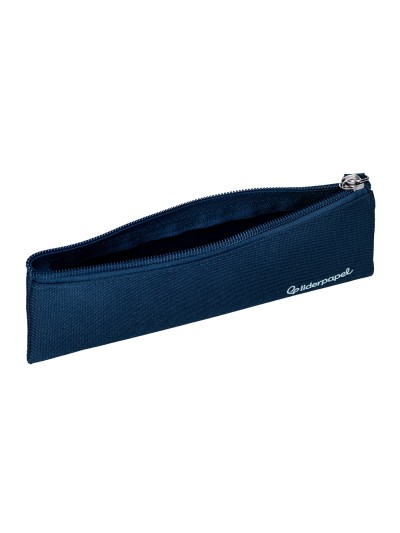 Estuche portatodo liderpapel plano estrecho una cremallera 200x60 mm azul marino