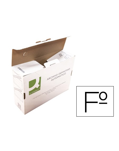 Caja archivo definitivo q-connect folio carton reciclado cierre con lengueta 255x360x100 mm