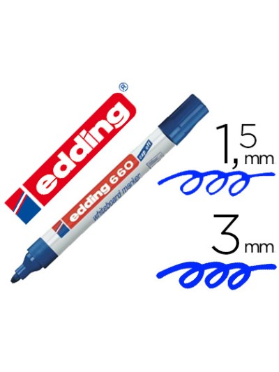 Rotulador edding para pizarra blanca 660 color azul punta redonda 1,5-3 mm recargable